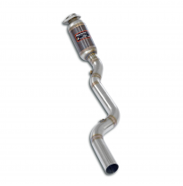 Tubo de bajada derecho + catalizador metálico Sistema 100% de acero inoxidable, sobredimensionado 2 x Ø65 mm, para el silenciado