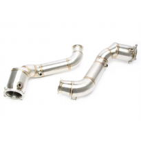 Downpipe de acero inoxidable TA Technix 3,5 Downpipe, juego de 2 piezas con 2 conexiones para sonda lambda cada una  Valido para