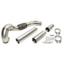 Downpipe de acero inoxidable TA Technix 3 Downpipe con catalizador vacío, juego de 3 piezas con abrazaderas, conexión de sonda l