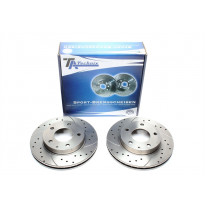 Juego de discos de freno TA Technix Sport eje delantero perforado + ranurado + ventilado internamente  Valido para: Ford USA Pro