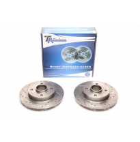 Juego de discos de freno deportivos TA Technix eje trasero, perforados + ranurados OEM-número de comparación: 4249 65, 4249 66 N