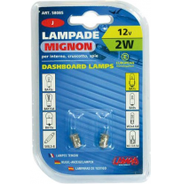 Blister 58085 De 2 Lamparas Economicas, J, 1 Polo, 12 V. 2 W. Valido Para Salpicadero.