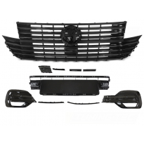 REJILLA CON ELEMENTO DE PARACHOQUES CON BASE DE LOGOTIPO NEGRO BRILLANTE para VW T6.1 20-