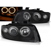 Faros Delanteros Angel Eyes Audi A4 10.00-10.04 Fondo Negro Xenon D1s