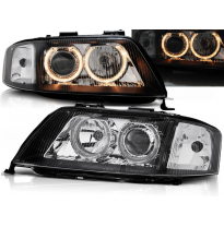 Faros Delanteros Angel Eyes Audi A6 05.97-09.99 Fondo Negro