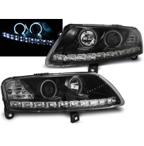 Faros Delanteros Angel Eyes Audi A6 C6 04.04-08 Angel Eyes Led Negro