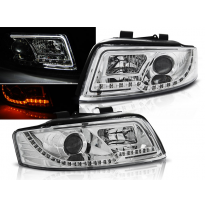 Faros Delanteros Luz Diurna Audi A4 10.00-10.04 Led Tube Lights Cromado