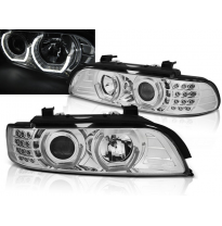 Faros Delanteros Angel Eyes Bmw E39 09.95-06.03 Faros Delanteros Luz Diurna Cromados