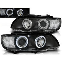 Faros Delanteros Angel Eyes Bmw X5 E53 09.99-10.03 Fondo Negro