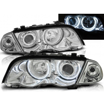 Faros Delanteros Angel Eyes Bmw E46 05.98-08.01 S/T Cromados
