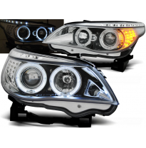 Faros Delanteros Angel Eyes Bmw E60/E61 03-07 Cromados Led Indic.