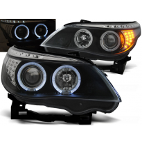 Faros Delanteros Angel Eyes Bmw E60/E61 03-07 Fondo Negro Led Indic.