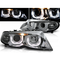 Faros Delanteros Angel Eyes Bmw E46 09.01-03.05 S/T Cromado