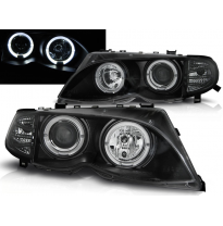 Faros Delanteros Angel Eyes Bmw E46 09.01-03.05 Fondo Negro