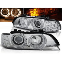Faros Delanteros Angel Eyes Bmw E39 09.95-06.03 Cromados Led Indic.