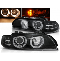 Faros Delanteros Angel Eyes Bmw E39 09.95-06.03 Fondo Negro Led Indic.