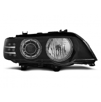 Faros Delanteros Angel Eyes Bmw X5 E53 09.99-10.03 Fondo Negro Intermitente Led