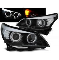 Faros Delanteros Angel Eyes Bmw E60/E61 03-07 Negro Led Indic.