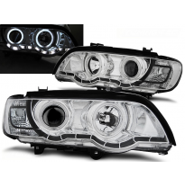 Faros Delanteros Angel Eyes Bmw X5 E53 09.99-10.03 Xenon Cromados