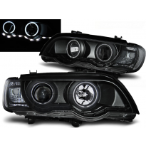 Faros Delanteros Angel Eyes Bmw X5 E53 09.99-10.03 Xenon Fondo Negro