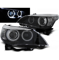 Faros Delanteros Angel Eyes Bmw E60/E61 03-04 Ccfl Xenon D2s Dual Projector Negro