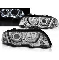 Faros Delanteros Bmw E46 05.98-08.01 S/T Angel Eyes Led Cromado