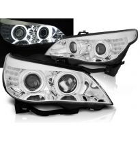 Faros Delanteros Angel Eyes Bmw E60/E61 03-07 Angel Eyes Ccfl Cromado Led Indic.