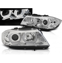 Faros Angel Eyes Bmw E90/E91 03.05-08.08 3d U-Type Cromado Xenon