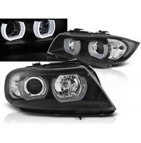 Faros Angel Eyes Bmw E90/E91 03.05-08.08 3d U-Type Negro Xenon