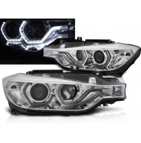 Faros Angel Eyes Bmw F30/F31 10.11 - 05.15 Angel Eyes Led Cromado R87 Luz Diurna Real