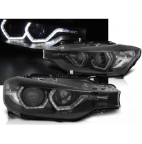 Faros Angel Eyes Bmw F30/F31 10.11 - 05.15 Angel Eyes Led Negro R87 Luz Diurna Real