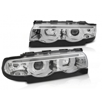 Faros Delanteros Bmw E38 94-01 3d Angel Eyes Led Chrome