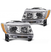 FAROS DELANTEROS CHRYSLER JEEP GRAND CHEROKEE 11-13 LUZ DE TUBO CROMADA