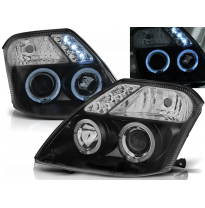 Faros Delanteros Angel Eyes Citroen C2 09.03-10 Fondo Negro
