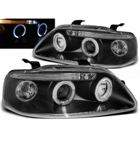 Faros Delanteros Angel Eyes Chevrolet Aveo 03-06 Fondo Negro