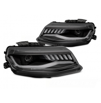 FAROS DELANTEROS CHEVROLET CAMARO 16-18 HID Intermitente Dinamico NEGRO