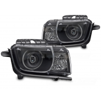 FAROS DELANTEROS CHEVROLET CAMARO 09-13 OJOS DE ANGEL NEGRO