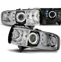 Faros Delanteros Angel Eyes Dodge Ram 94-01 Cromados