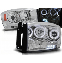 Faros Delanteros Angel Eyes Dodge Ram 06-08 Cromados