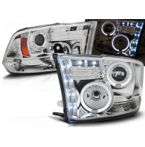Faros Delanteros Angel Eyes Dodge Ram 09-11 Cromados