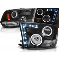 Faros Delanteros Angel Eyes Dodge Ram 09-11 Fondo Negro