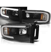 Faros Delanteros Dodge Ram 02-06 Tube Light Negro