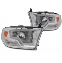 FAROS DELANTEROS DODGE RAM 09-18 LUZ TUBO CROMADA