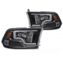FAROS DELANTEROS DODGE RAM 09-18 LUZ TUBO NEGRA
