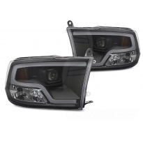 FAROS DELANTEROS DODGE RAM 09-18 TUBO DE LUZ PROYECTOR NEGRO