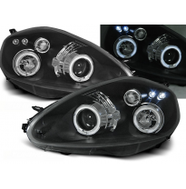 Faros Delanteros Angel Eyes Fiat Grande Punto 09.05-08 Fondo Negro