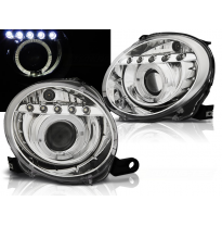 Faros Delanteros Luz Diurna Fiat 500 07- Cromado Led