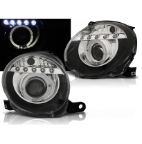 Faros Delanteros Luz Diurna Fiat 500 07- Negro Led