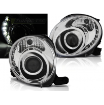 Faros Delanteros Luz Diurna Fiat 500 07- Cromado Led