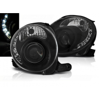 Faros Delanteros Luz Diurna Fiat 500 07- Negro Led